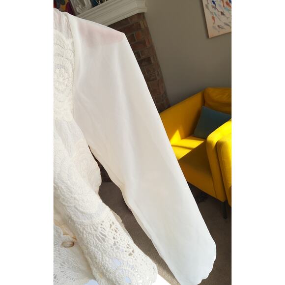 Women's crochet floral cottagecore Top buttoned sheer balloon sleeve cream boho - Picture 7 of 10